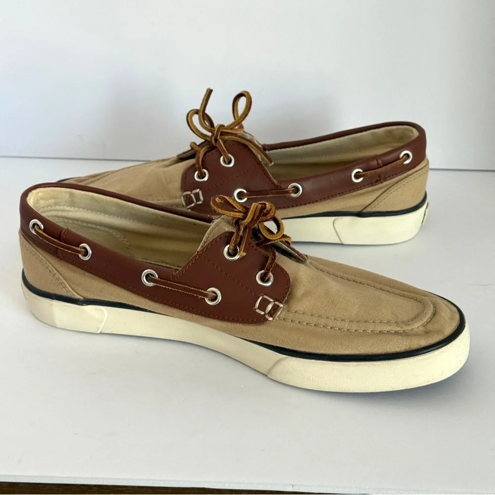 Polo Ralph Lauren Rylander Boat Leather Canvas Shoes | Size 9D